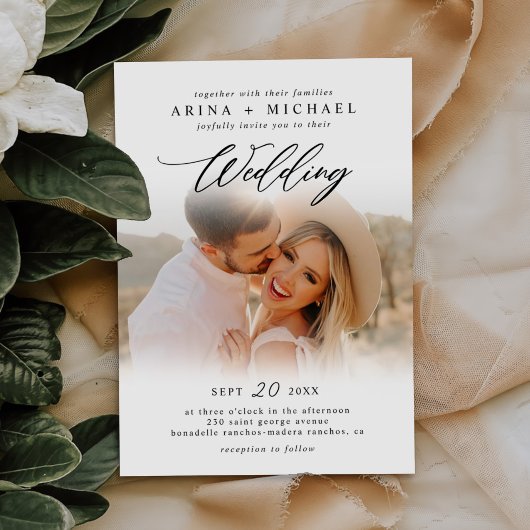 Moderne Stijlvolle Boho Trouwfoto Kaart