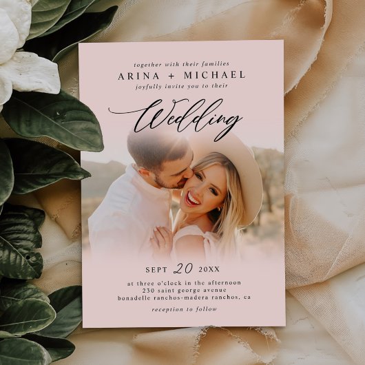 Moderne Stijlvolle Boho Trouwfoto Kaart