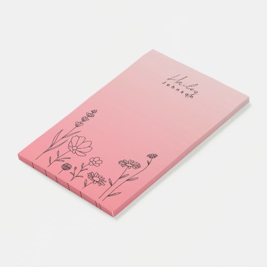Moderne Stijlvolle Boho Wildbloemen Bloemenroze Post-it® Notes (Schuin)