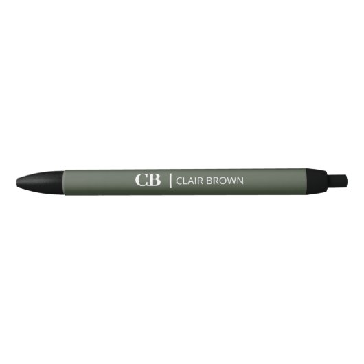 Moderne stijlvolle bosgroene monogram zwarte inkt pen (Voorkant)