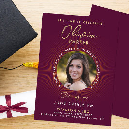 Moderne stijlvolle Bourgogne Afstuderen uitnodigin Aankondiging