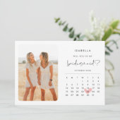 Moderne Stijlvolle bruidsmeisje voorstel fotokalen Kaart (Staand voorkant)