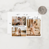 moderne , stijlvolle bruiloft 3 foto ' s collage b notitiekaartje (Voorkant / Achterkant in situ)