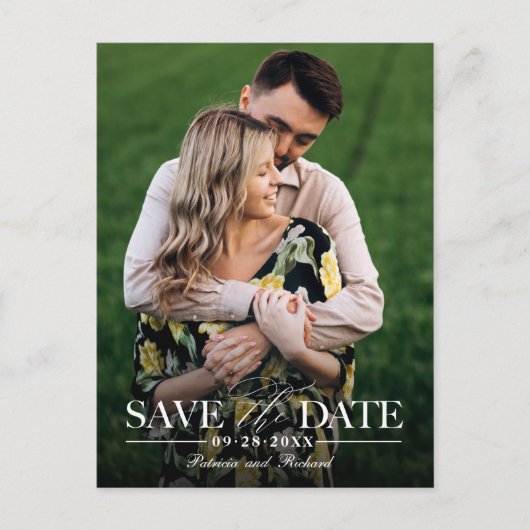 Moderne , stijlvolle bruiloft bespaart de datum fo briefkaart (Voorkant)