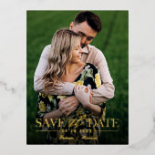 Moderne , stijlvolle bruiloft bespaart de datum fo folie feestdagen briefkaart (Voorkant)