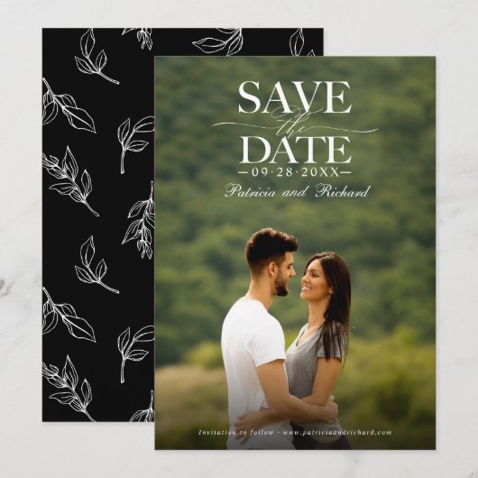 Moderne , stijlvolle bruiloft bespaart de datum fo kaart (Voorkant / Achterkant)