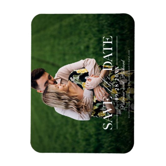 Moderne , stijlvolle bruiloft bespaart de datum fo magneet (Verticaal)