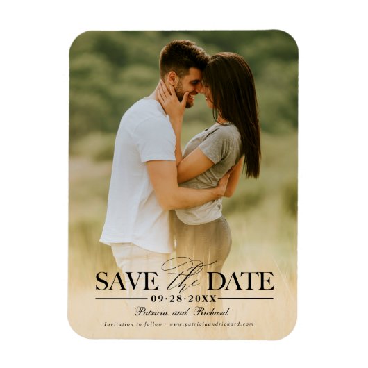 Moderne , stijlvolle bruiloft bespaart de datum fo magneet (Verticaal)