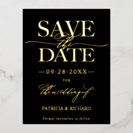 Moderne, stijlvolle bruiloft bespaart de datum waa folie feestdagen briefkaart