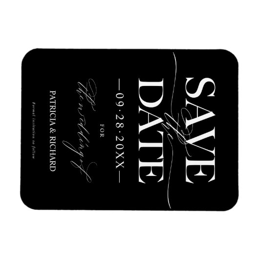 Moderne, stijlvolle bruiloft bespaart de datum waa magneet (Horizontaal)