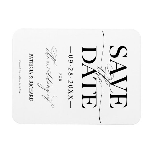 Moderne, stijlvolle bruiloft bespaart de datum waa magneet (Horizontaal)