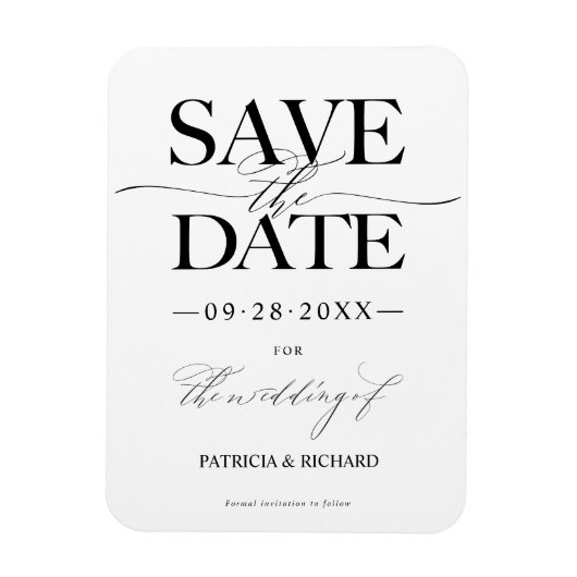 Moderne, stijlvolle bruiloft bespaart de datum waa magneet (Verticaal)