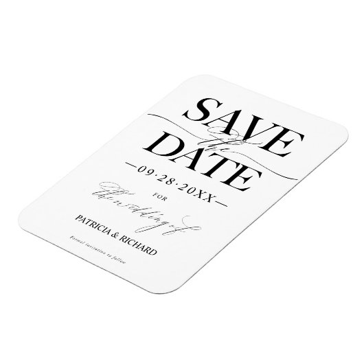 Moderne, stijlvolle bruiloft bespaart de datum waa magneet (Linkerzijde)