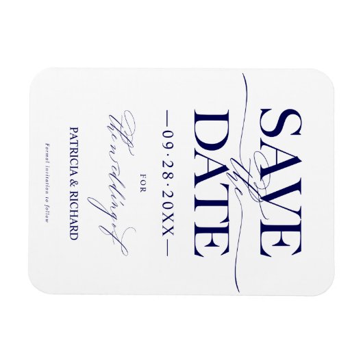 Moderne, stijlvolle bruiloft bespaart de datum waa magneet (Horizontaal)