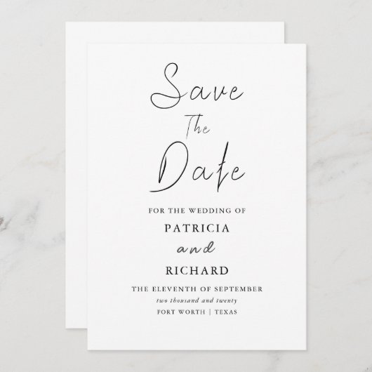 Moderne Stijlvolle Bruiloft Bewaar de Datum Niet F Kaart (Voorkant / Achterkant)