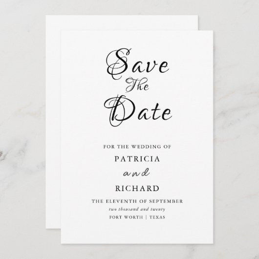 Moderne Stijlvolle Bruiloft Bewaar de Datum Niet F Kaart (Voorkant / Achterkant)