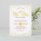 MODERNE STIJLVOLLE BRUILOFT confetti marsala goud Folie Uitnodiging (Staand Voorkant)