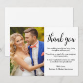 Moderne, stijlvolle bruiloft foto bedankkaart (Voorkant / Achterkant)