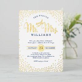 MODERNE STIJLVOLLE BRUILOFT mini confetti gouden m Folie Uitnodiging