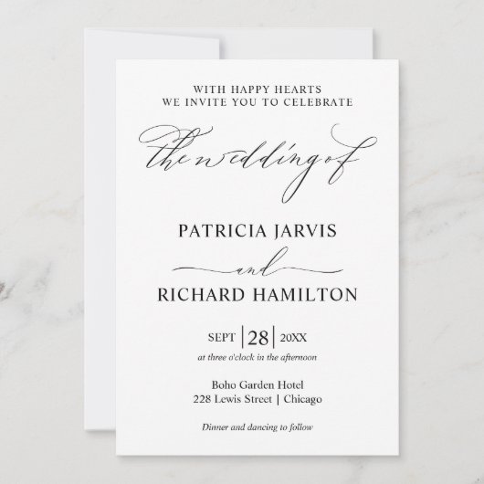 Moderne stijlvolle bruiloft uitnodiging (Voorkant)