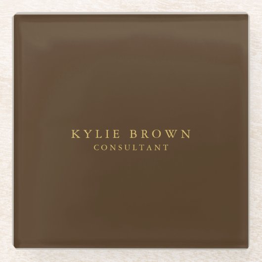 Moderne, stijlvolle, bruin Gold Professional Glazen Onderzetter (Voorkant)