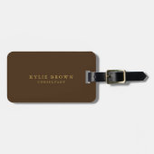 Moderne, stijlvolle, bruine goudprijs bagagelabel (Voorkant horizontaal)