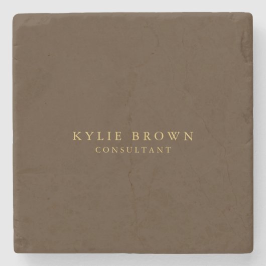 Moderne, stijlvolle, bruine goudprijs stenen onderzetter (Voorkant)