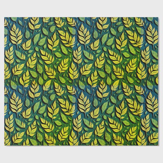 Moderne stijlvolle bruine herfstbladeren cadeaupapier (Vlak)