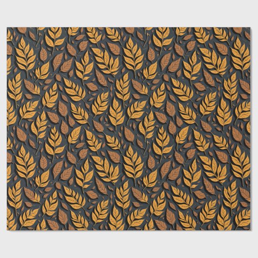 Moderne stijlvolle bruine herfstbladeren cadeaupapier (Vlak)