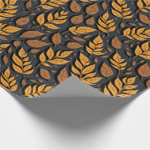 Moderne stijlvolle bruine herfstbladeren cadeaupapier (Hoek)