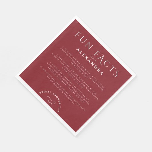 Moderne stijlvolle burgundy monochrome feiten brui servet (Hoek)