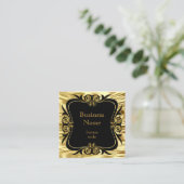Moderne, stijlvolle Business Deco Gold Black SQ Vierkante Visitekaartje (Staand voorkant)