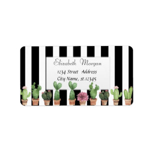 Moderne stijlvolle cactus zwarte streep etiket