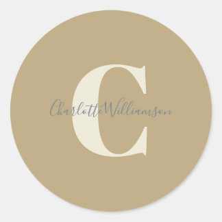 Moderne stijlvolle Calligrafie, monogrammen, Gold Ronde Sticker
