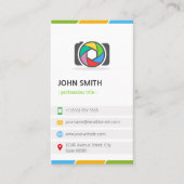 Moderne, stijlvolle camera-Logo fotograaf Visitekaartje (Voorkant)