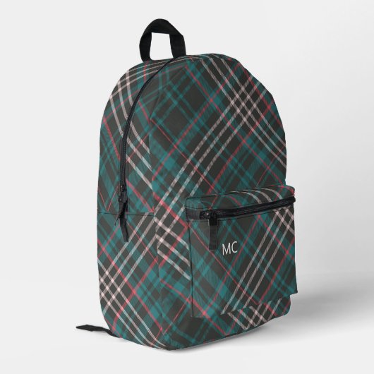 Moderne stijlvolle check geruite monogram Initiale Bedrukte Rugzak (Achterkant Hoek Links)