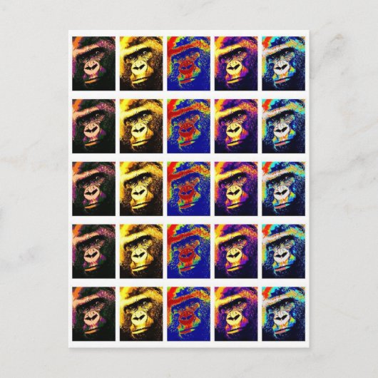 Moderne Stijlvolle Chic Gorillas Pop Art Post Kaar Briefkaart (Voorkant)