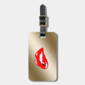 Moderne Stijlvolle Chic Gouden -Rode Lippen,Persoo Bagagelabel (Voorkant verticaal)