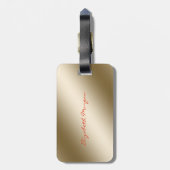 Moderne Stijlvolle Chic Gouden -Rode Lippen,Persoo Bagagelabel (Achterkant verticaal)