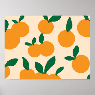 Moderne stijlvolle citrusvrucht sinaasappels patro poster