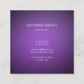 Moderne stijlvolle Clean Paarse Sjabloon Professio Vierkante Visitekaartje (Achterkant)