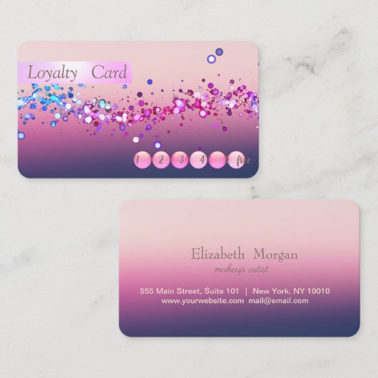 Moderne stijlvolle Confetti Loyalty Kaart (Voorkant / Achterkant)