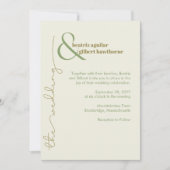 Moderne stijlvolle crème en groene minimalistische kaart (Voorkant)