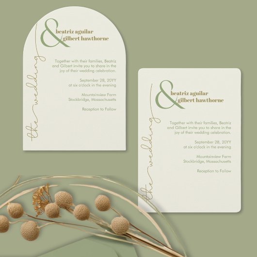 Moderne stijlvolle crème en groene minimalistische kaart