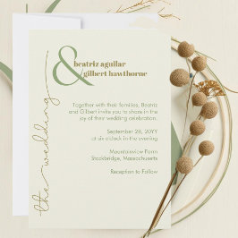 Moderne stijlvolle crème en groene minimalistische kaart