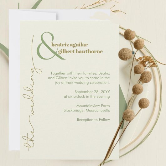 Moderne stijlvolle crème en groene minimalistische kaart