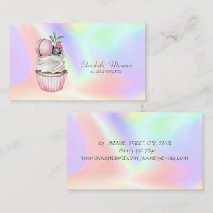 Moderne stijlvolle cupcake, macaron holografisch visitekaartje