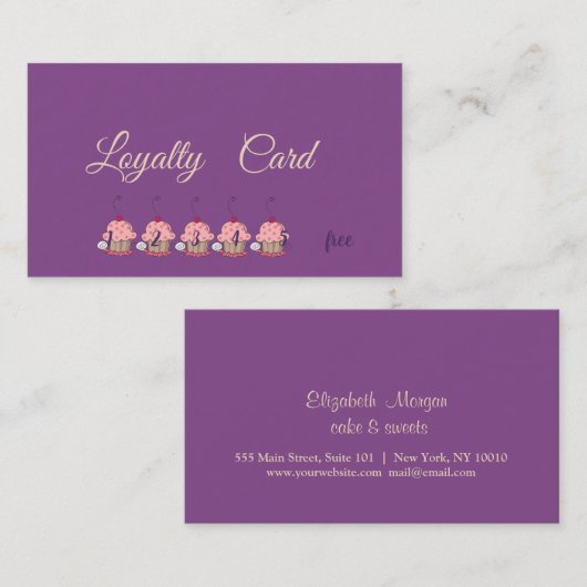 Moderne, stijlvolle cupcakes Loyalty Kaart (Voorkant / Achterkant)
