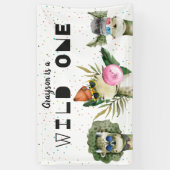 Moderne stijlvolle dinosaurus Verjaardag Welkomstb Spandoek (Verticaal)