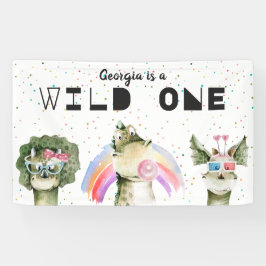 Moderne stijlvolle dinosaurus verjaardags welkomst spandoek